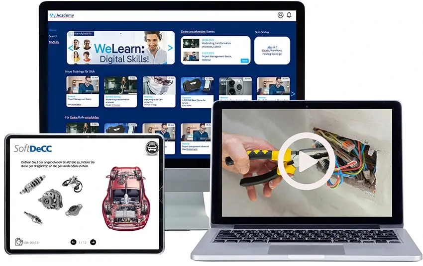 Alle Lernformate über eine Plattform Lernplattform und Trainingskatalog